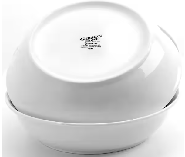 White Wide Rim Dinner and Serving Bowls (Set of 4)