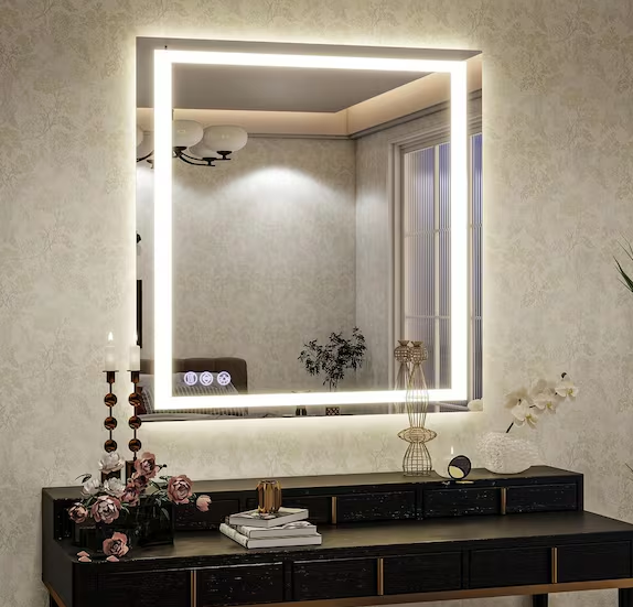 40 in. W x 40 in. H LED Lighted Square Bathroom Vanity Wall Mirror