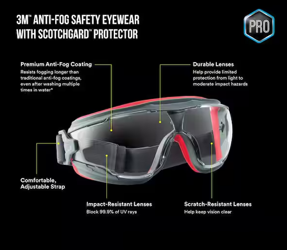 Anti-Fog Goggle with Scotchgard Protector