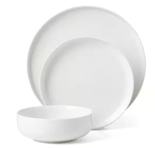 12-Piece White Porcelain Dinnerware