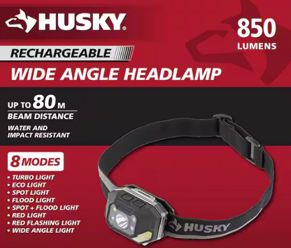 850 Lumens Dual-Power LED Rechargeable Headlamp