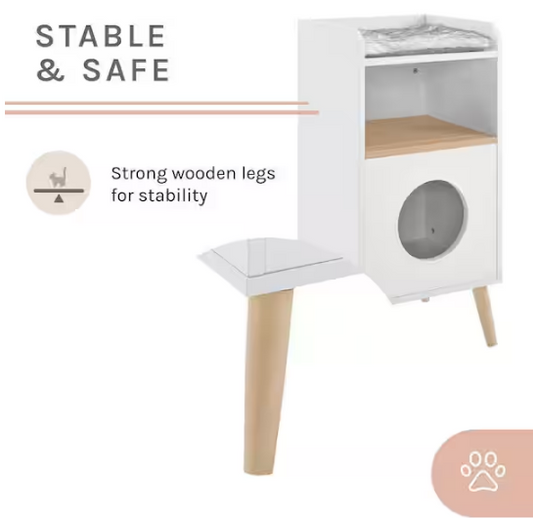 Becky 32 in. White Cat Tree Bookshelf