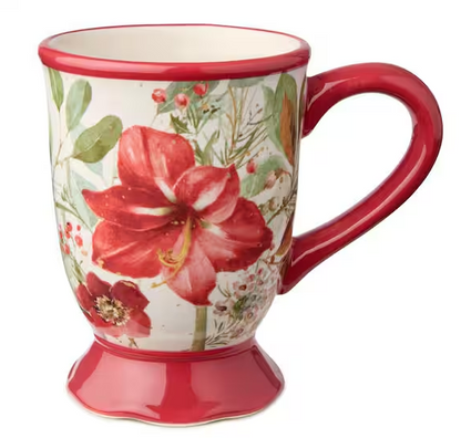 Winter Blooms 18 oz. Assorted Colors Ceramic Mugs (Set of 4)