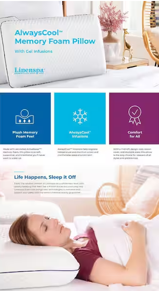 AlwaysCool Gel Memory Foam King Pillow