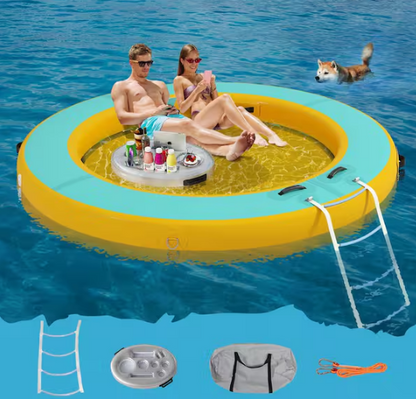 8 ft. Round Inflatable Floating Dock Platform Water Hammock