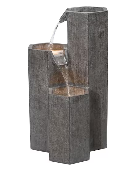 3-Tier Hexagonal Columns Fountain with LED Lights