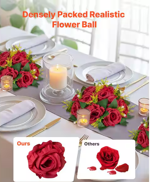 10 PCS Red Rose Flower Balls