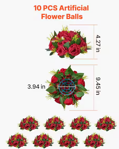 10 PCS Red Rose Flower Balls