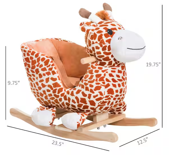 Brown Plush Giraffe Style Ride-On Chair Toy with Sound