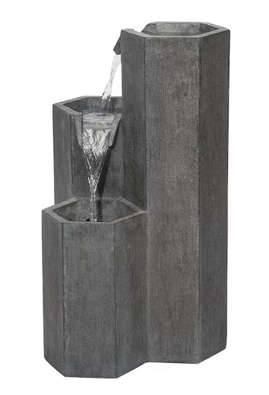 3-Tier Hexagonal Columns Fountain with LED Lights