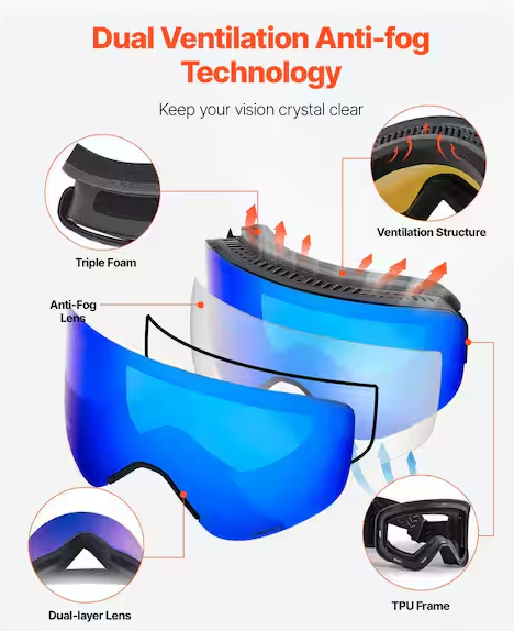 Magnetic Cylindrical Ski Goggles
