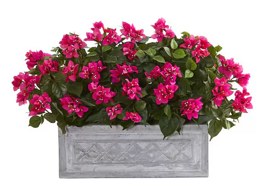 Indoor 30 in. Bougainvillea Artificial Plant in Stone Planter