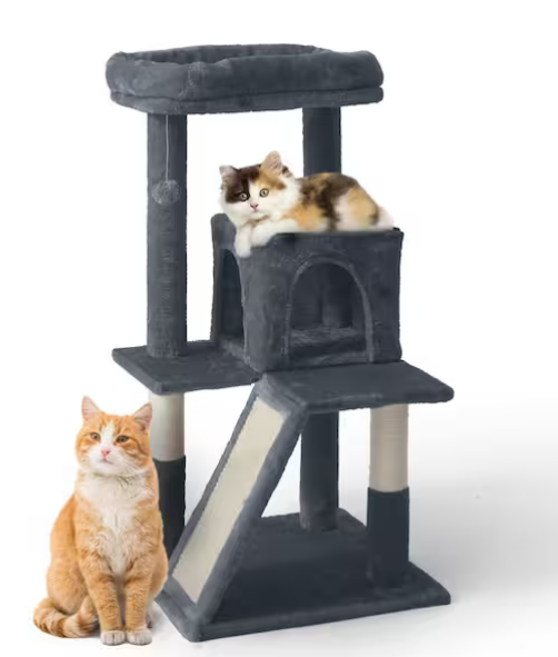 Dark Grey Cat Tower for Indoor Cats