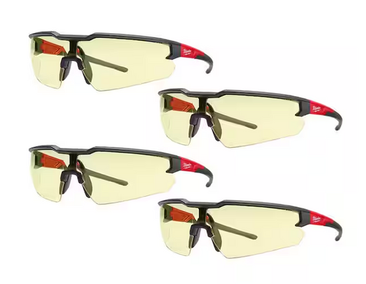 Safety Glasses with Yellow Anti-Scratch Lenses (4-Pack)