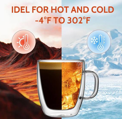 12.5 oz. Clear Glass Coffee Mug (Set of 2)