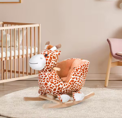 Brown Plush Giraffe Style Ride-On Chair Toy with Sound