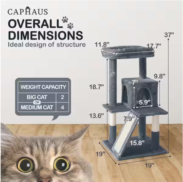 Dark Grey Cat Tower for Indoor Cats