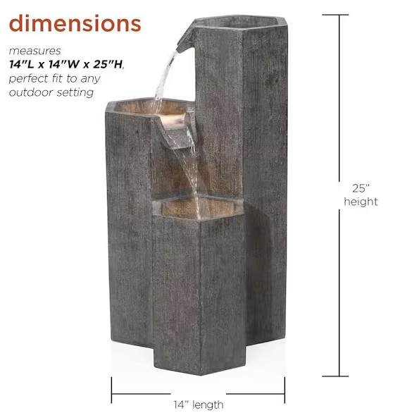 3-Tier Hexagonal Columns Fountain with LED Lights