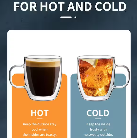 12.5 oz. Clear Glass Coffee Mug (Set of 2)