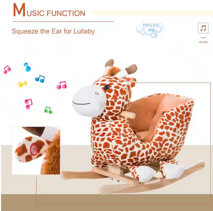 Brown Plush Giraffe Style Ride-On Chair Toy with Sound