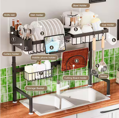 Stainless Steel Expandable Over The Sink Dish Rack