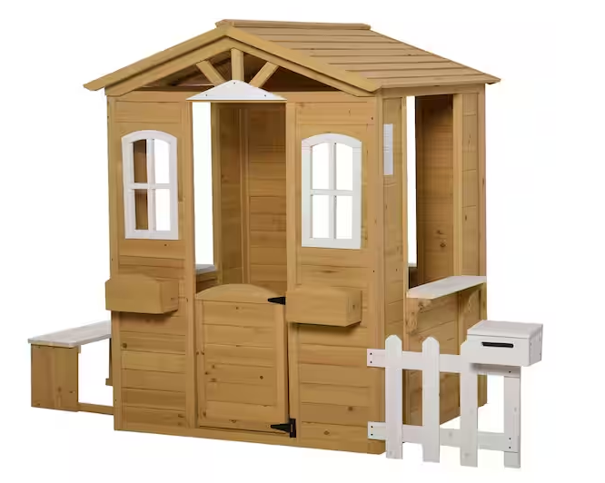 Outdoor Wood Playhouse with Working Doors