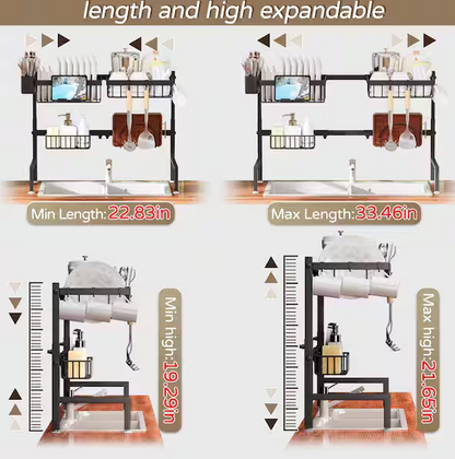 Stainless Steel Expandable Over The Sink Dish Rack