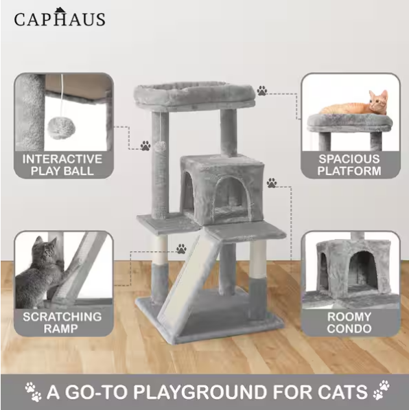 Dark Grey Cat Tower for Indoor Cats