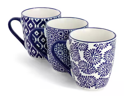 6-Piece 12 oz. Assorted Design Stoneware Mug Set