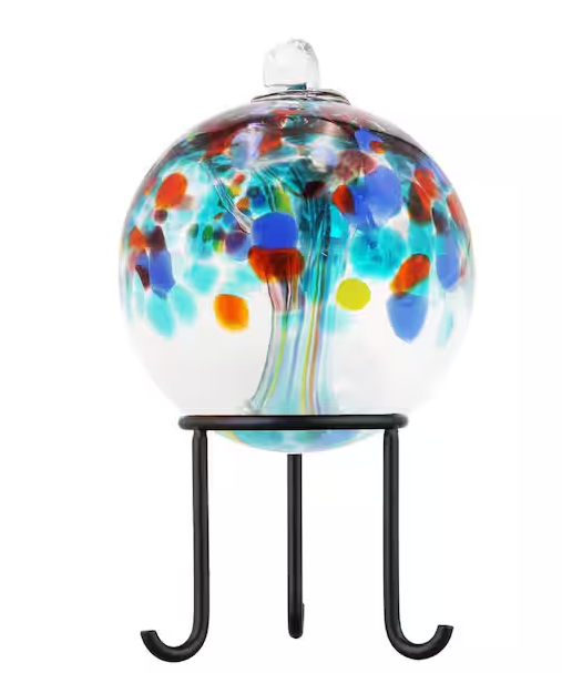 Tree Of Life 4 in. Multi-Color Devotion Hand Blown Glass Ball