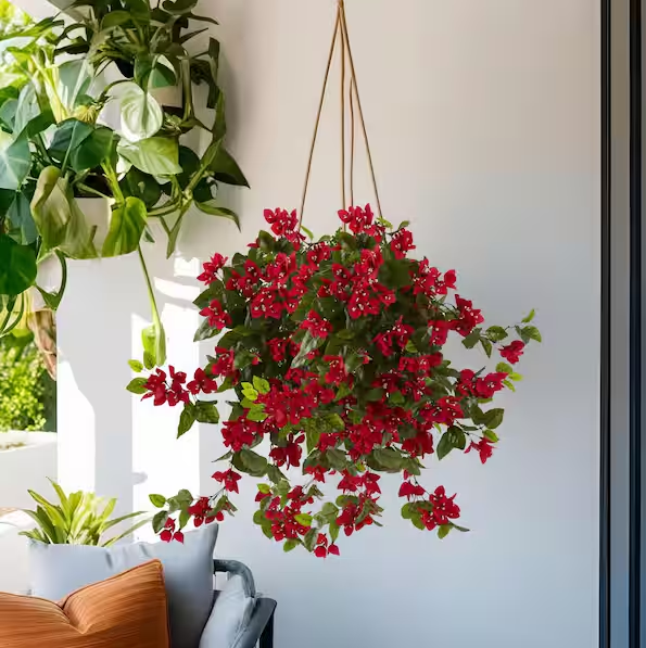 28 in. Bougainvillea Hanging Bush Artificial Plant
