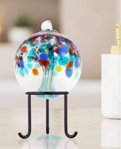 Tree Of Life 4 in. Multi-Color Devotion Hand Blown Glass Ball