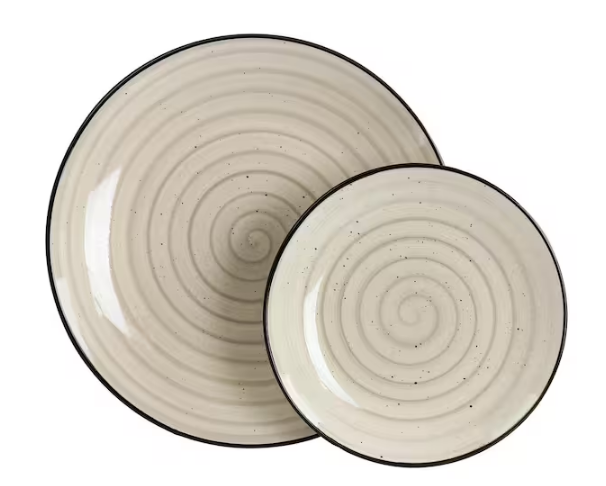 Gia 24 Piece Stoneware Dinnerware Set in Cream