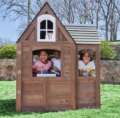 Outdoor Wood Playhouse with Kitchen