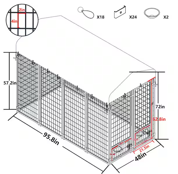 Dog Kennel Outdoor Dog Enclosure with Rotating Feeding Door