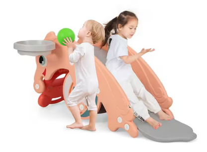 3-in-1 Kids Slide Rocking Horse Set