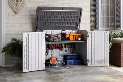 White Outdoor Waterproof Resin Deck Box With Floor