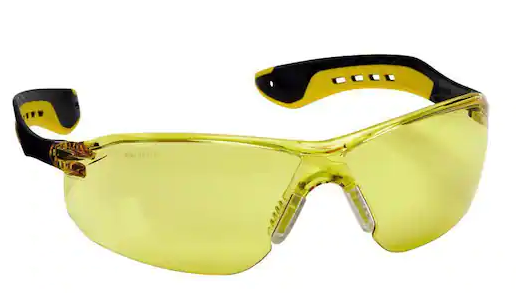 Flat Temple Eyewear Anti-Scratch, Black/Yellow, with Amber Lens