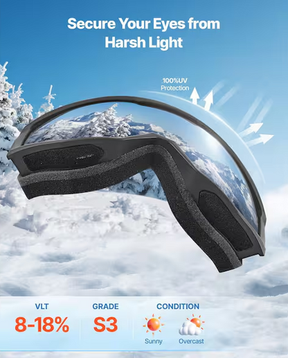 Silver Mirror Lens OTG Anti-Fog Snow Goggles