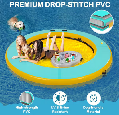 8 ft. Round Inflatable Floating Dock Platform Water Hammock