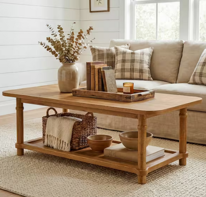 47.24 in. Brown Rectangle Solid Wood Coffee Table