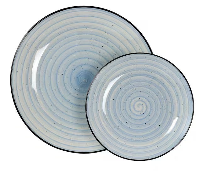 24 Piece Stoneware Dinnerware Set in Light Blue