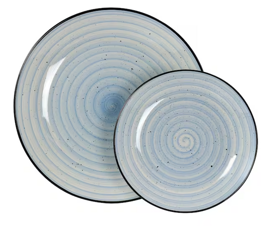 24 Piece Stoneware Dinnerware Set in Light Blue