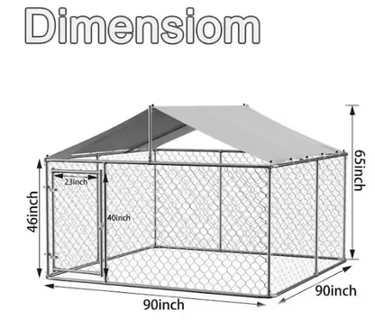 Silver Galvanized Outdoor Heavy-Duty Dog Kennel Dog Pens