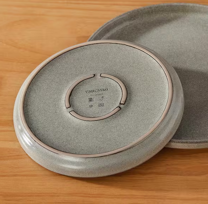 12-Piece Brown Stoneware Dinnerware Set