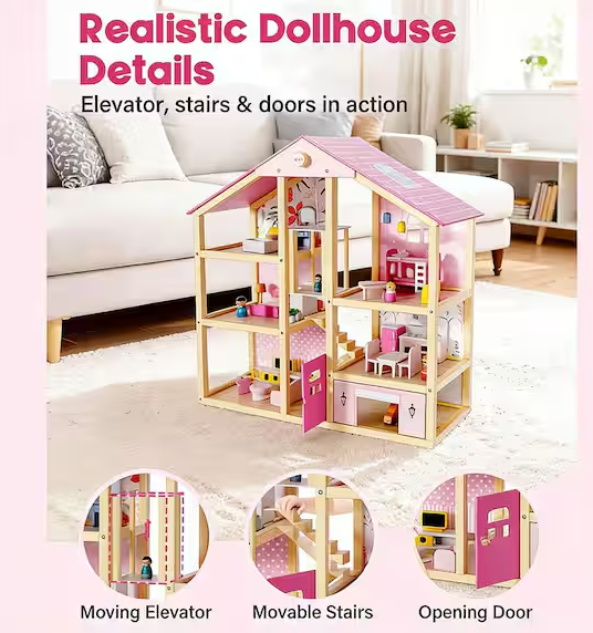 Modern Dollhouse Series Bounce House Dollhouse with Elevator