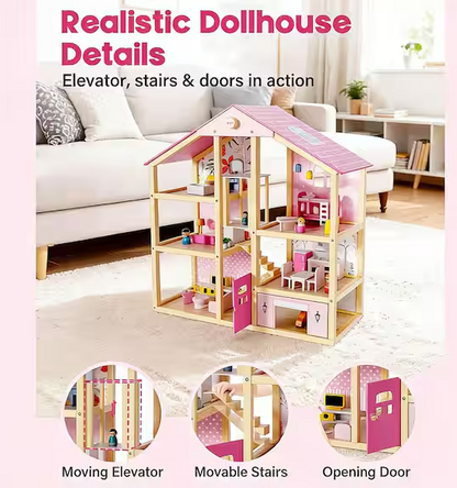 Modern Dollhouse Series Bounce House Dollhouse with Elevator