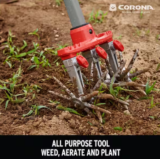 Steel Tines with Red Comfort Grip Garden Disc Cultivator