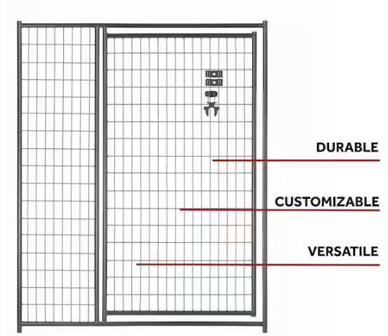 6 ft. H x 5 ft. W Black Metal Welded Wire Kennel Gate Panel
