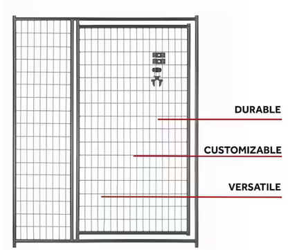6 ft. H x 5 ft. W Black Metal Welded Wire Kennel Gate Panel